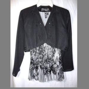 Vtg Bolero Crop Jacket RHINESTONE & BEAD Shrug